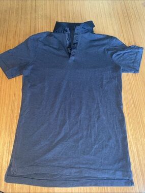 Lululemon Black Gray Stripe Short Sleeve Polo Shirt S